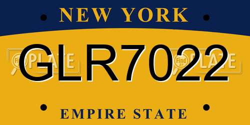 GLR7022 New York License Plate