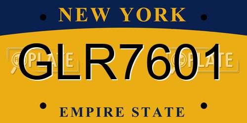 GLR7601 New York License Plate