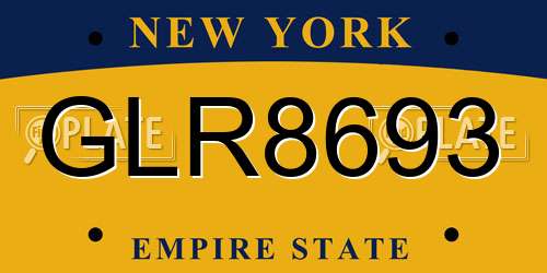 GLR8693 New York License Plate