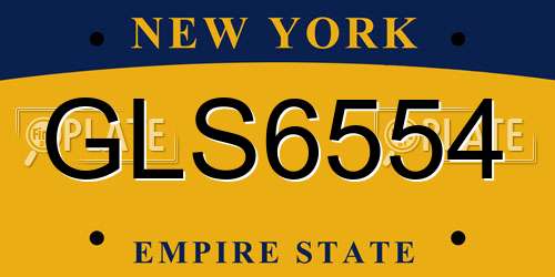 GLS6554 New York License Plate