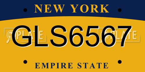 GLS6567 New York License Plate