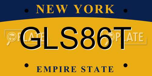 GLS86T New York License Plate