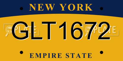GLT1672 New York License Plate