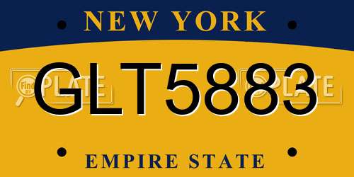 GLT5883 New York License Plate