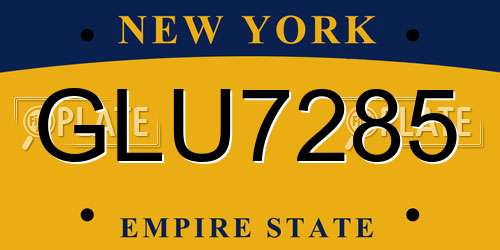 GLU7285 New York License Plate