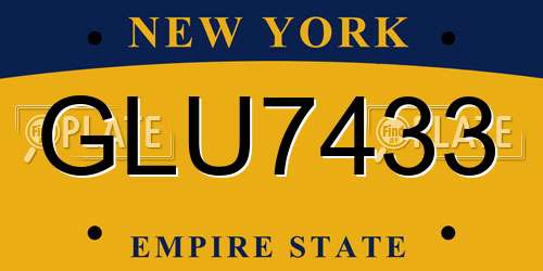 GLU7433 New York License Plate