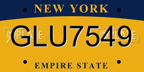 GLU7549 New York License Plate