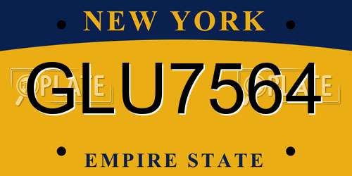 GLU7564 New York License Plate