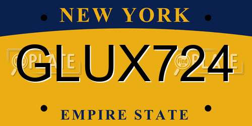GLUX724 New York License Plate