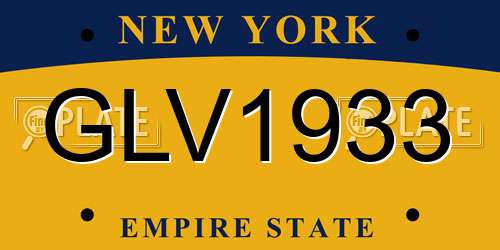 GLV1933 New York License Plate