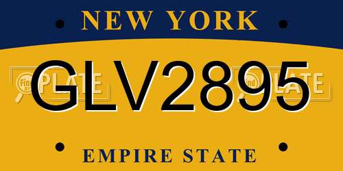 GLV2895 New York License Plate