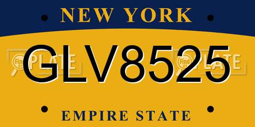 GLV8525 New York License Plate