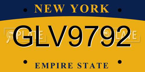 GLV9792 New York License Plate