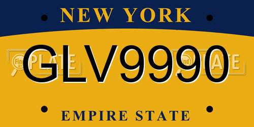GLV9990 New York License Plate