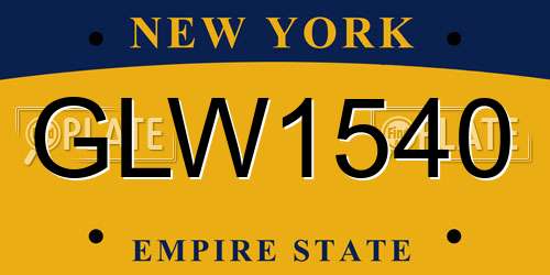 GLW1540 New York License Plate