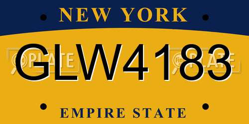 GLW4183 New York License Plate