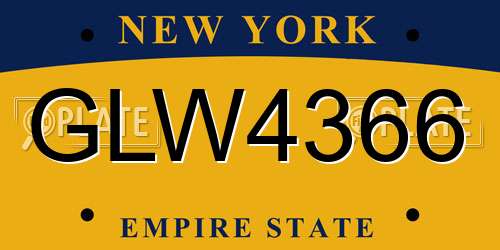 GLW4366 New York License Plate