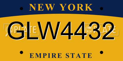 GLW4432 New York License Plate