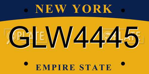 GLW4445 New York License Plate