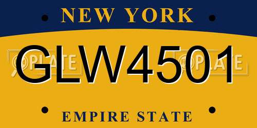 GLW4501 New York License Plate