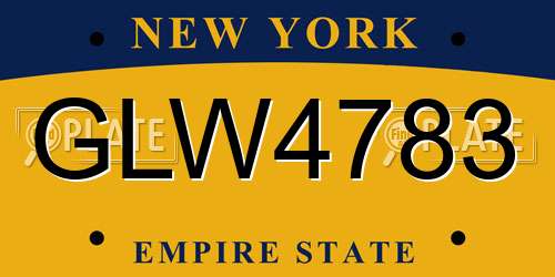 GLW4783 New York License Plate