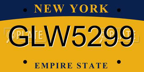 GLW5299 New York License Plate