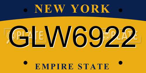 GLW6922 New York License Plate