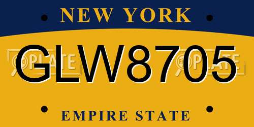 GLW8705 New York License Plate