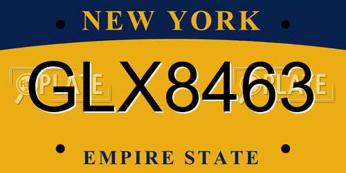 GLX8463 New York License Plate