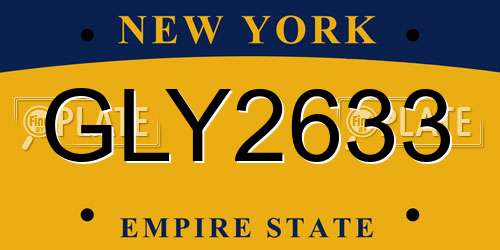 GLY2633 New York License Plate