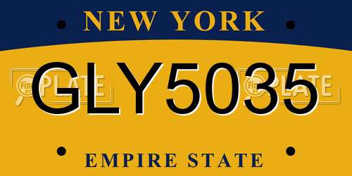 GLY5035 New York License Plate