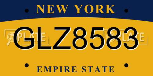 GLZ8583 New York License Plate
