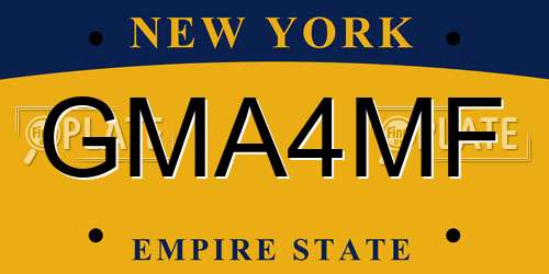 GMA4MF New York License Plate