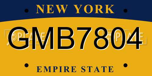 GMB7804 New York License Plate