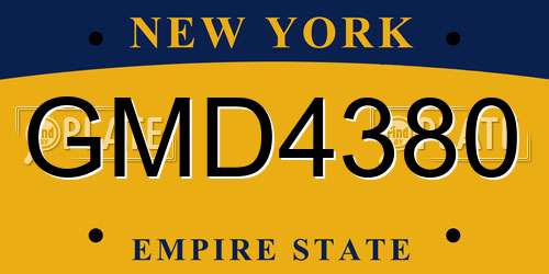 GMD4380 New York License Plate