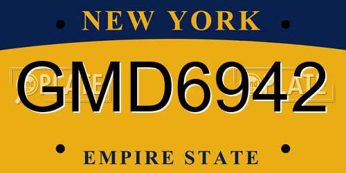GMD6942 New York License Plate