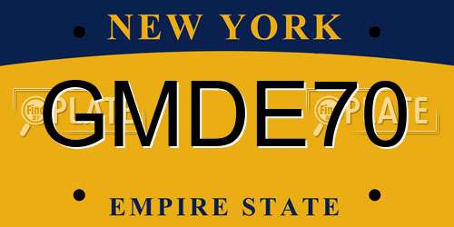 GMDE70 New York License Plate