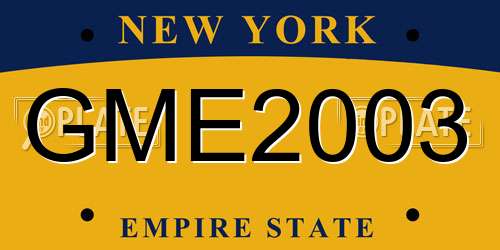 GME2003 New York License Plate