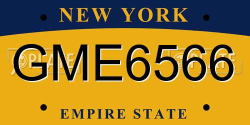 GME6566 New York License Plate