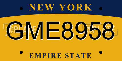 GME8958 New York License Plate