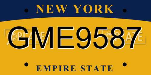 GME9587 New York License Plate