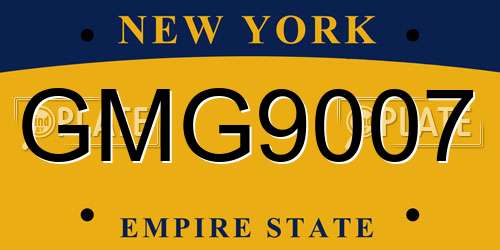 GMG9007 New York License Plate