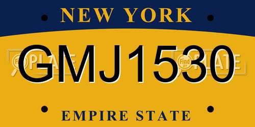 GMJ1530 New York License Plate