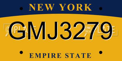 GMJ3279 New York License Plate