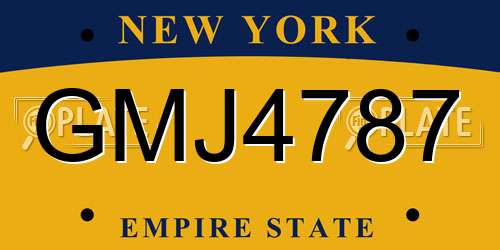 GMJ4787 New York License Plate