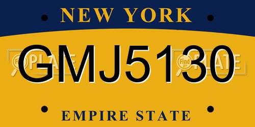GMJ5130 New York License Plate