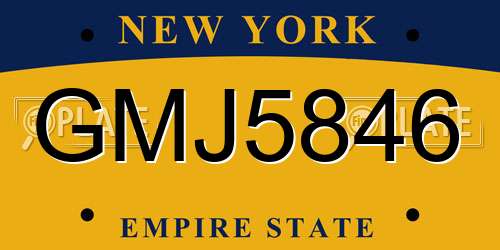 GMJ5846 New York License Plate
