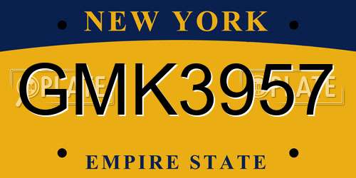 GMK3957 New York License Plate