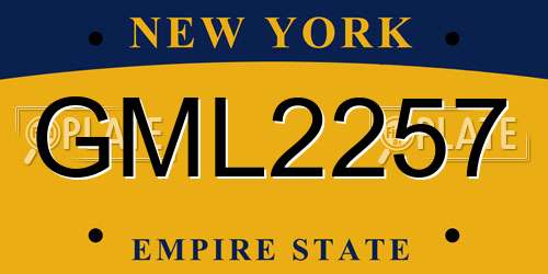 GML2257 New York License Plate