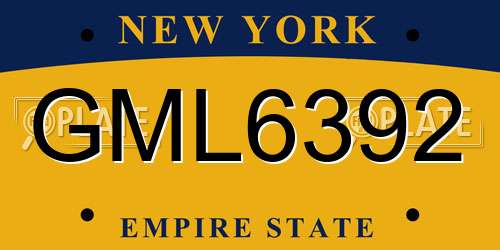GML6392 New York License Plate